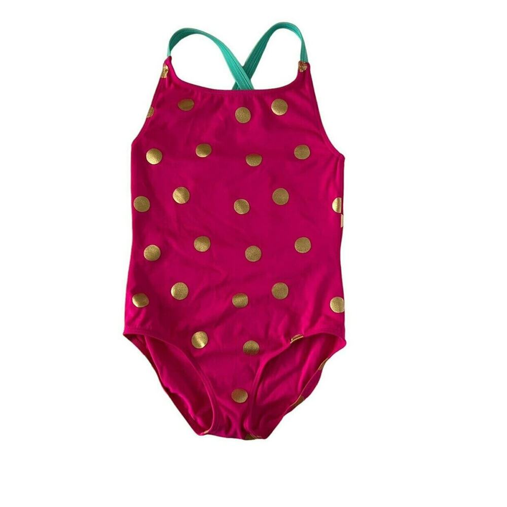Mini Boden Pink Gold Dot Swimsuit (8-9y)
